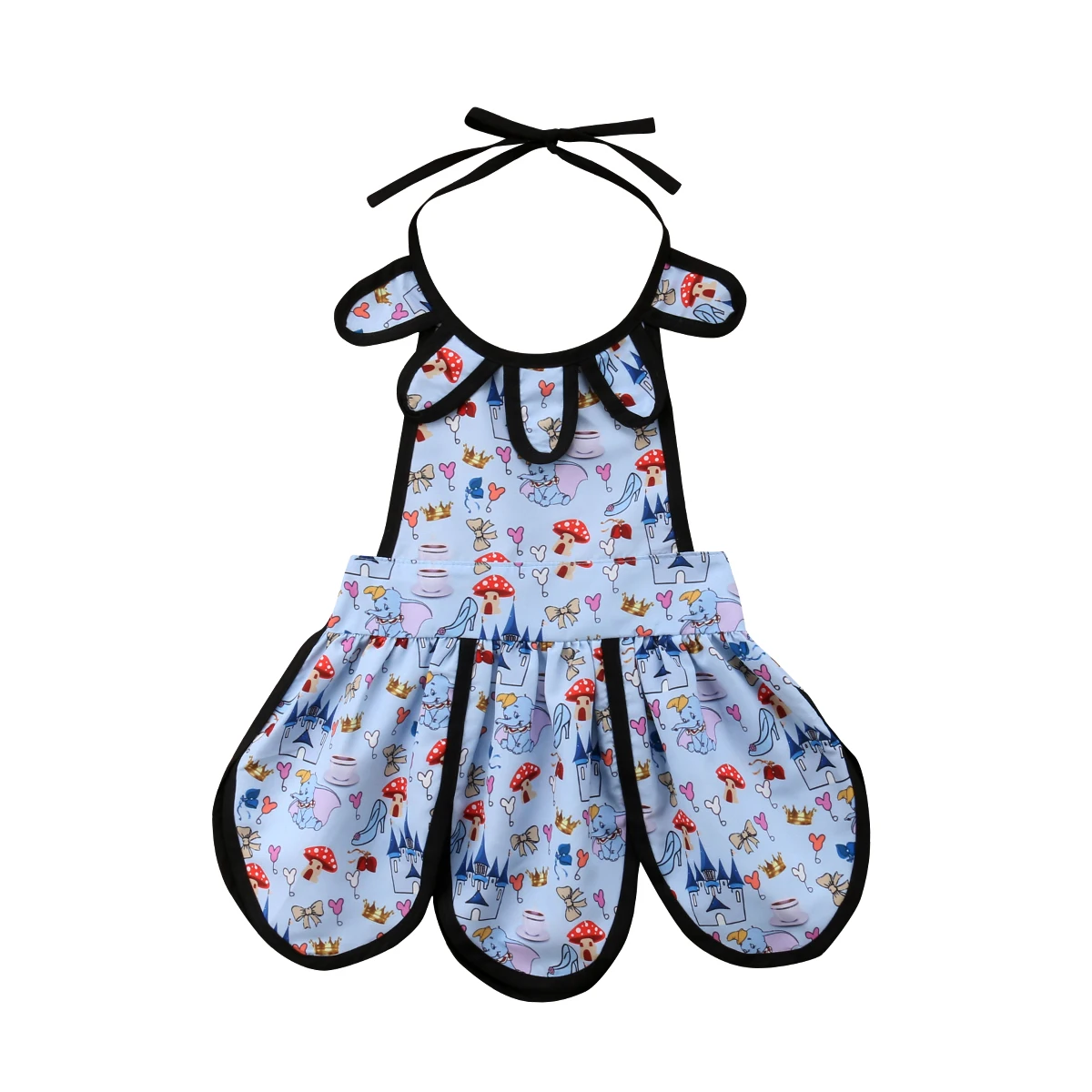 

Kid Girl Cute Mini Dress Newborn Kids Baby Girl Clothes Sleeveless Halter Floral Party Pageant Dresses 6M-5T