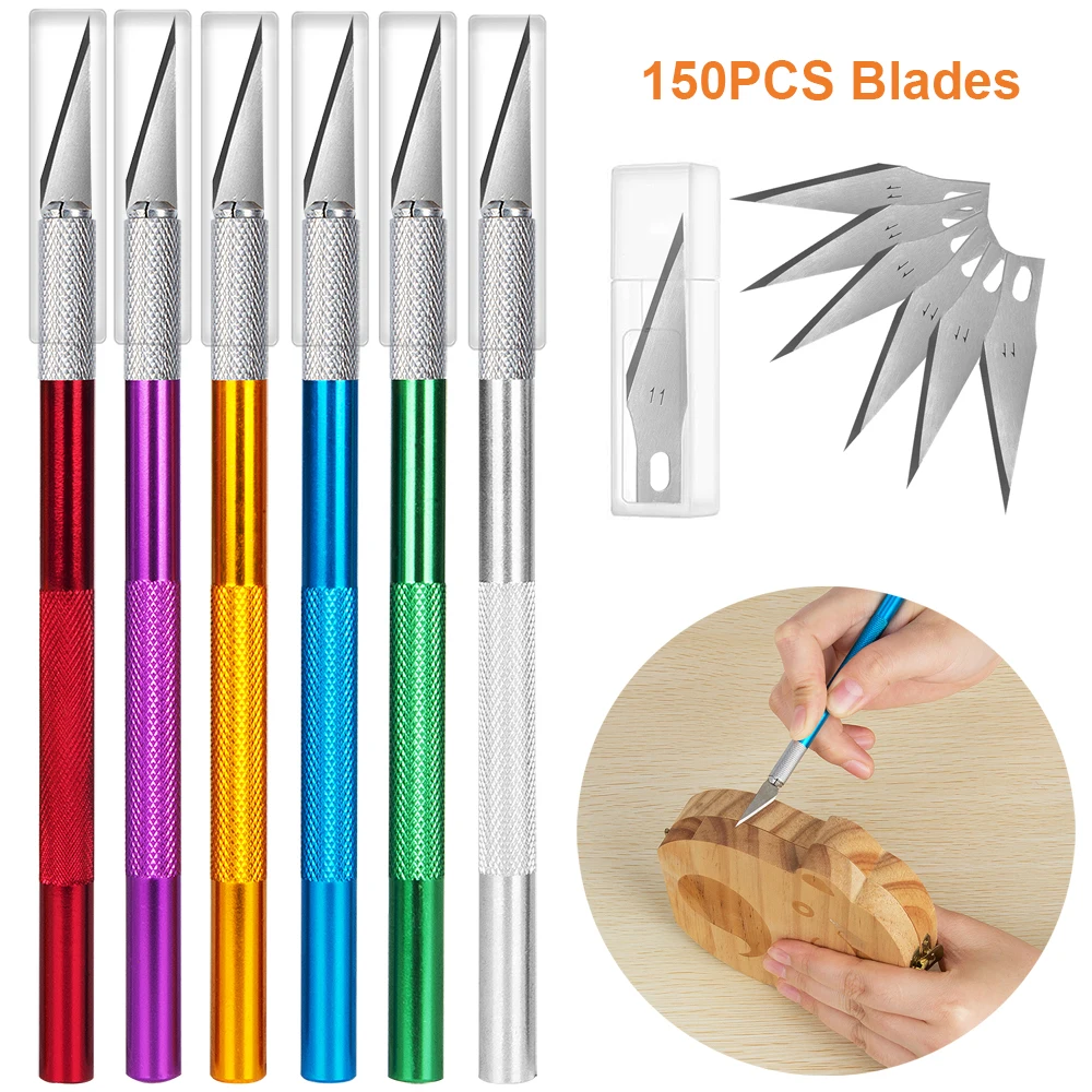

6pcs Carving Knife with 150pcs Precision Blades Craft Utility Knives Cutter Wood Sculpture Knife for Art Stencil Scrapbooking