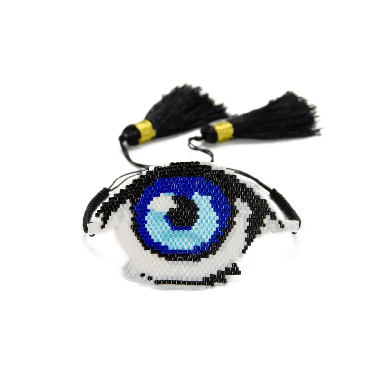 SHINUSBOHO поцелуй браслет с губами для женщин большой глаз pulseira feminina Шарм Miyuki бисера бахромой ткацкий станок браслет мужчин MIYUKI ювелирные изделия - Окраска металла: MI-B180222A