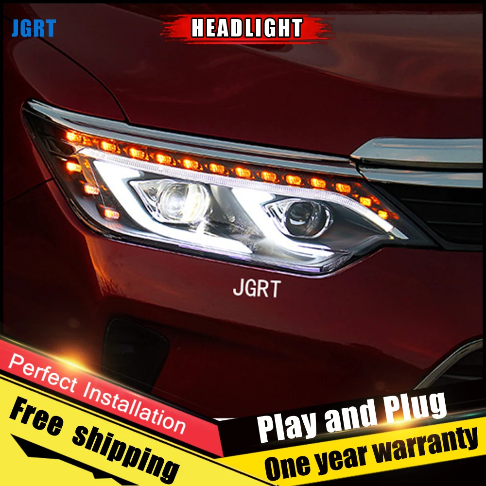 Автомобильный Стиль светодиодный фары для Toyota Camry 2014 2015 налобный фонарь DRL