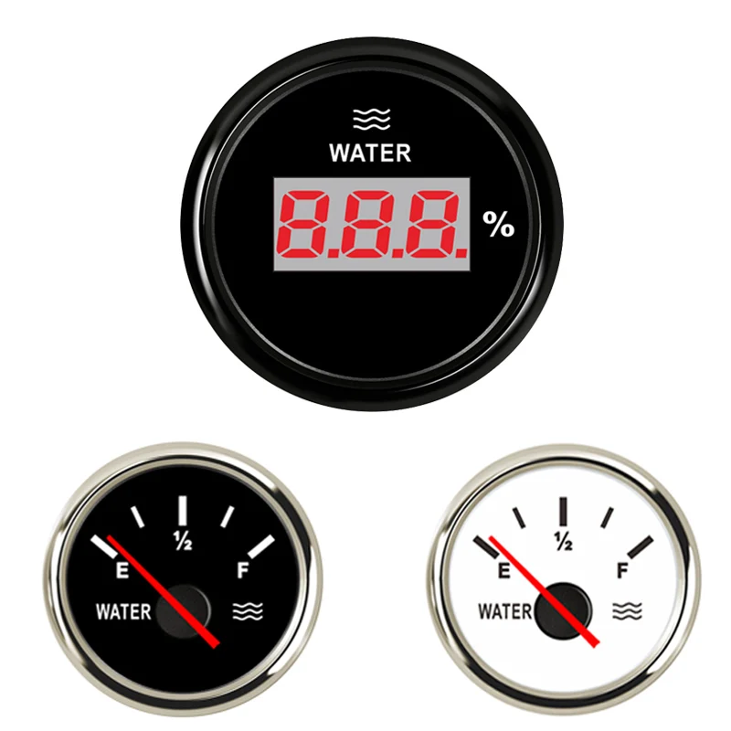 Boat Accessory,52mm/2in Fuel Oil Tank Level Gauge 0-190ohm Signal Pointer Meter for Marine Boat Car White 