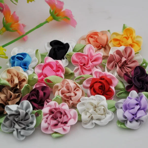 

40pcs 2tone Satin Ribbon Flowers Bows Appliques Craft Wedding U pick E47