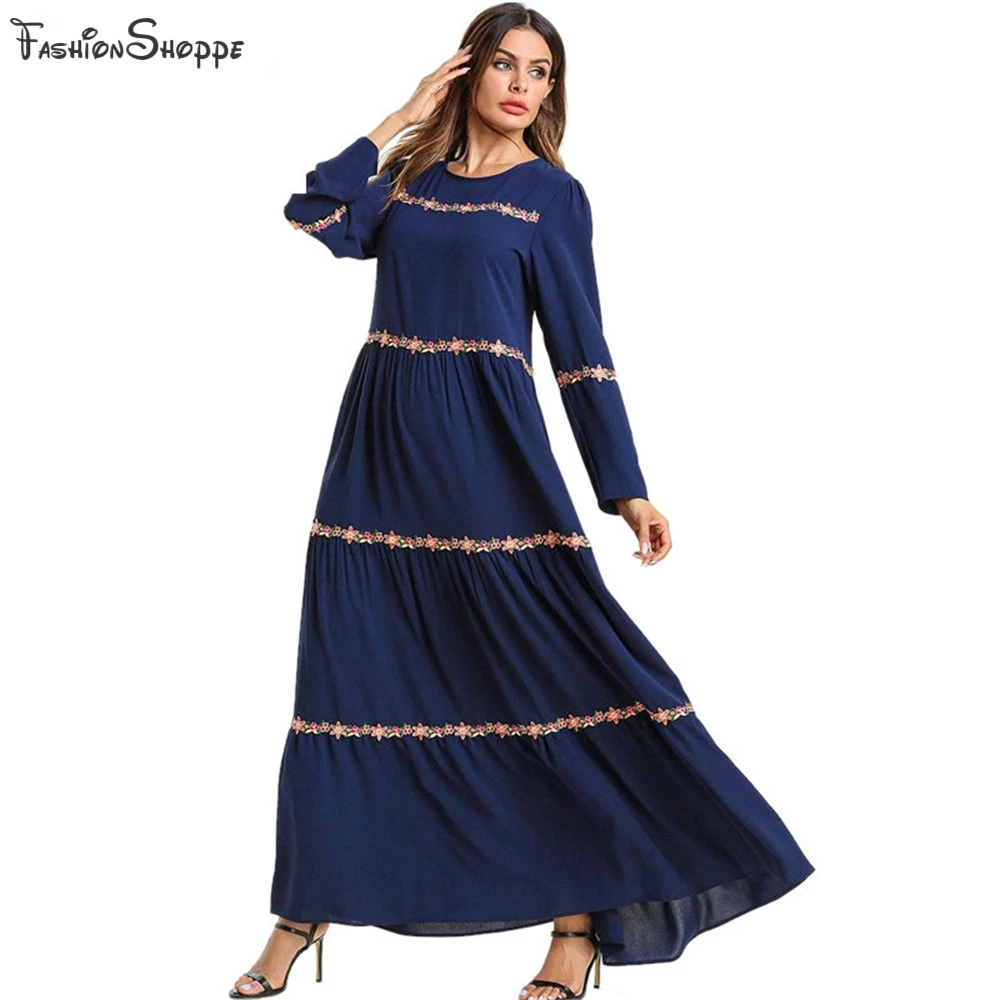 

Muslim Women Floral Print Long Maxi Dress Abaya Jilbab Dubai Kaftan Robe Islamic Jilbab Rmadan