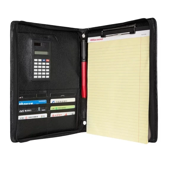 

iLooker Fine Leather Portfolio Organizer - Zippered Padfolio Folder/Case - Litchi Pattern for iPad