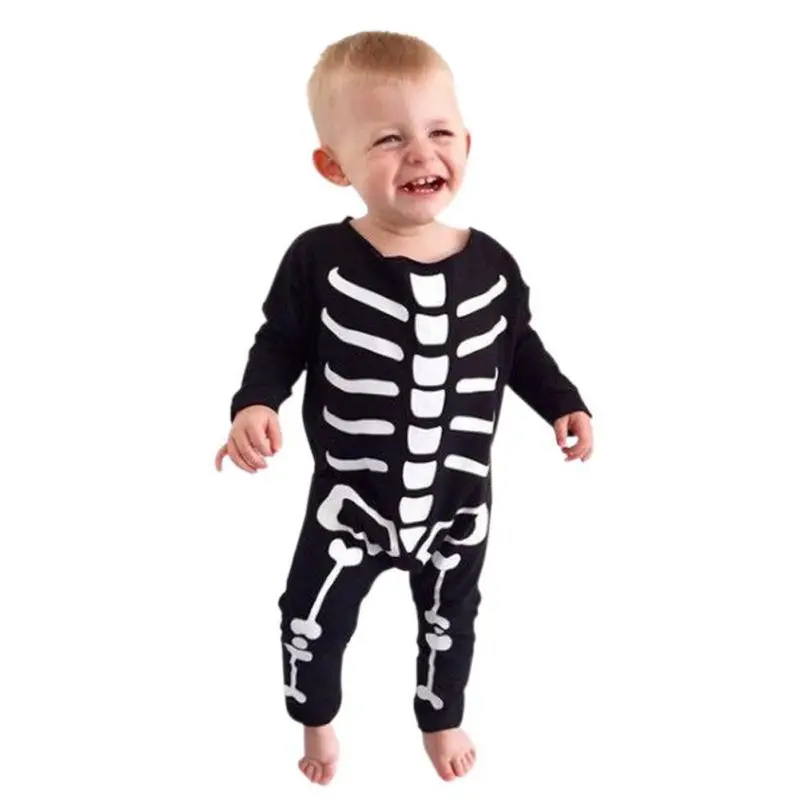 

WEIXINBUYNewborn kids long sleeve skull Rompers Autumn Spring Baby Boys Girls Halloween Rompers Jumpsuit Clothes Outfit Costume