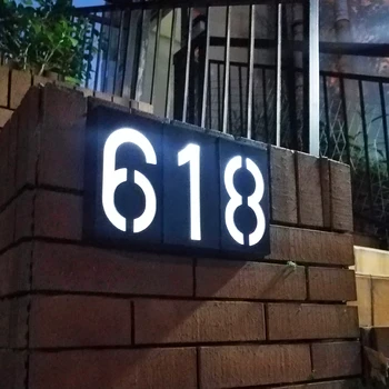 

Solar Power garden digital LED Light Sign House Hotel Door Address Plaque Mailbox Digit Plate Solar Wall Door Lamp