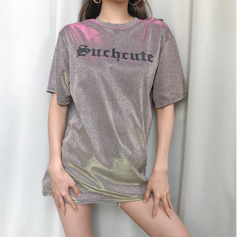 

Summer T-Shirts Women Letter Print Casual Loose Long Tee Tops Short Sleeve Loose T-Shirt Top Lot