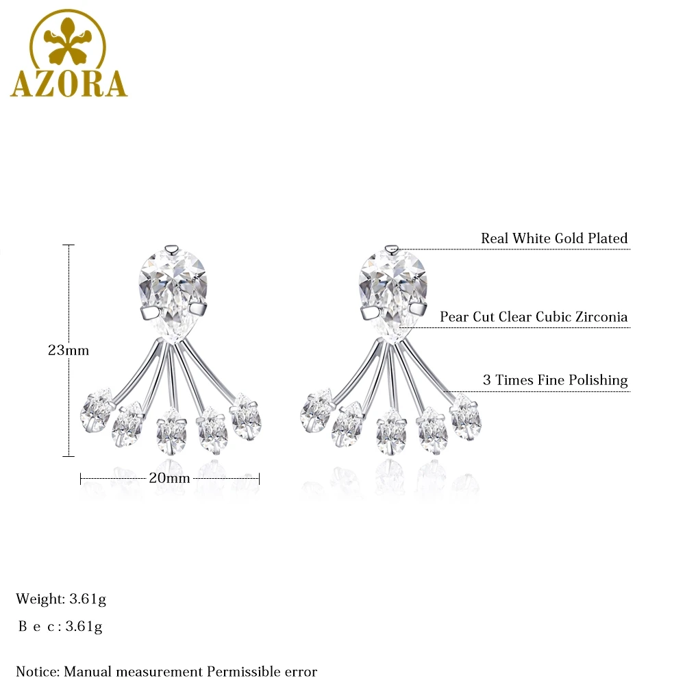 AZORA/модные серьги в форме лапы для животных, модные серьги-капли для женщин, серьги-гвоздики с прозрачными фианитами, подарок для ювелирных изделий TE0320