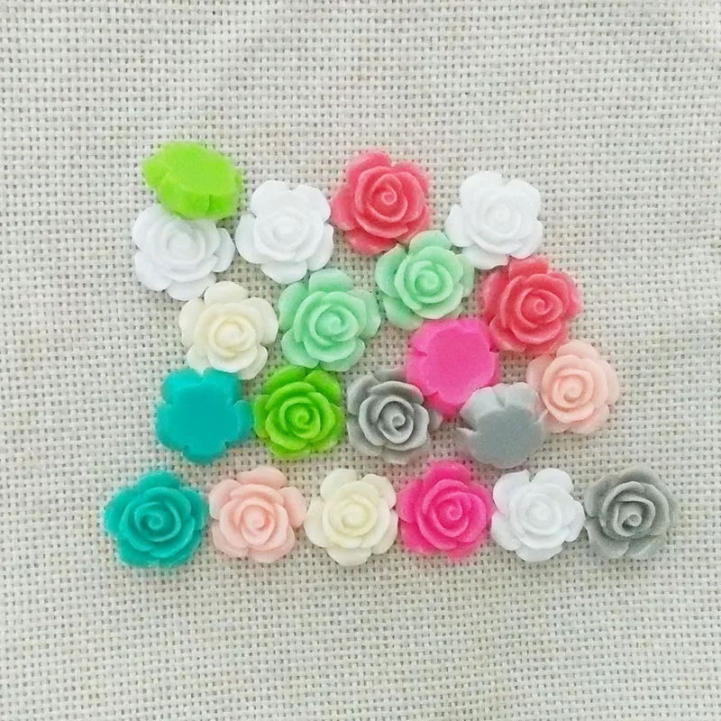 

no hole flatback resin flowers nails art manicure kit decor cabochons cameo flat back beads rose mobile case headband glue on