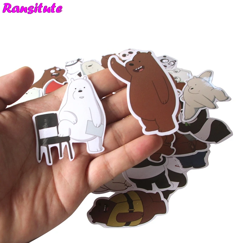 37Pcs/set We Bare Bears Mixed Sticker Laptop Skateboard Bike JDM Doodle Applique Cool Waterproof Sticker R397