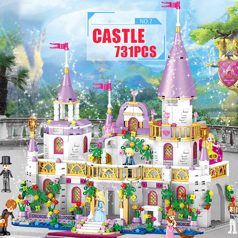 

731pcs Legoinglys Friends Cinderella Romantic Princess Castle Model Set Building Blocks Brick Royal Castle for Girl Children Toy