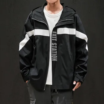 

3 Color Patchwork Oversize Windbreaker Men Casual Lightweight Jacket 2019 New Arrival Hooded Printing zipper Harajuku Soft Coat