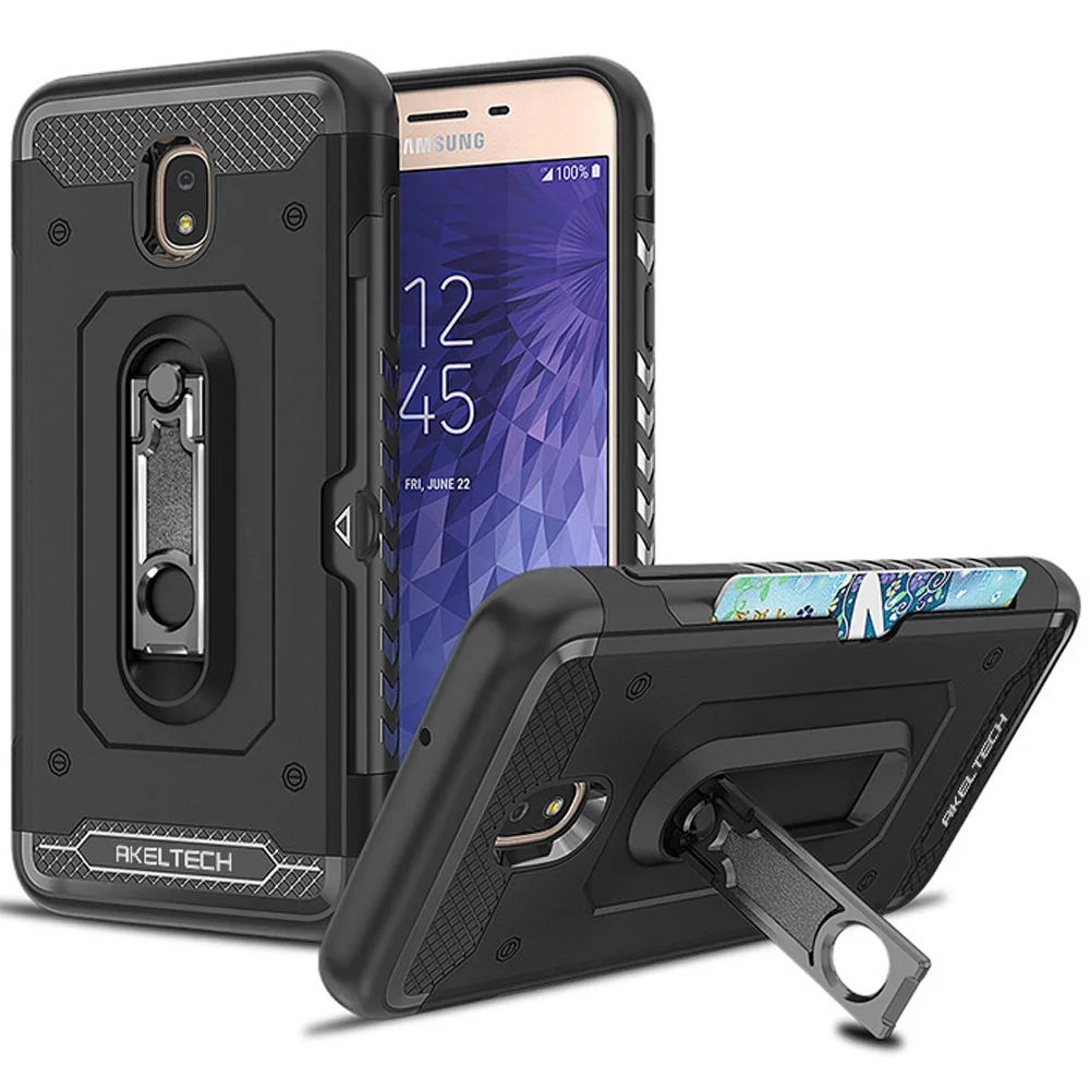 Двухслойный металлический чехол-подставка и держатель для карт Samsung Galaxy J7 2018/J7 V 2nd