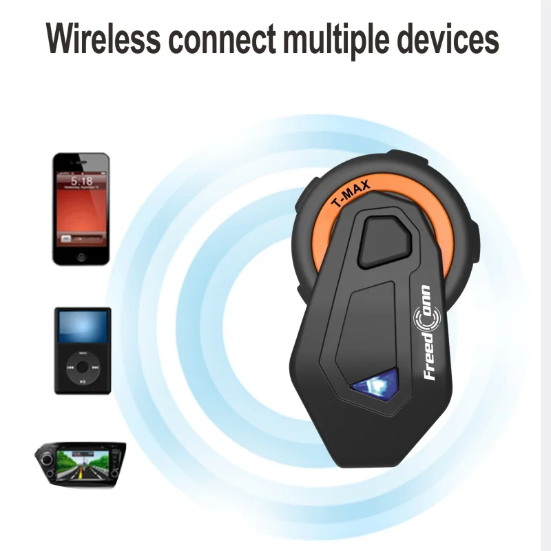 Freedconn T-max Motorcycle Intercom Helmet Bluetooth Headset 1000m Interphones Headphones FM Radio+ Soft Earpiece