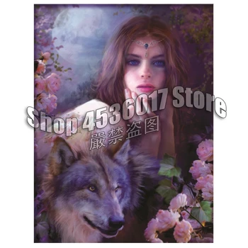 

DIY Diamond Embroidery Sale 5D Diamond Painting Fairy & Wolf Full Square Picture Of Rhinestone Mosaic Gift