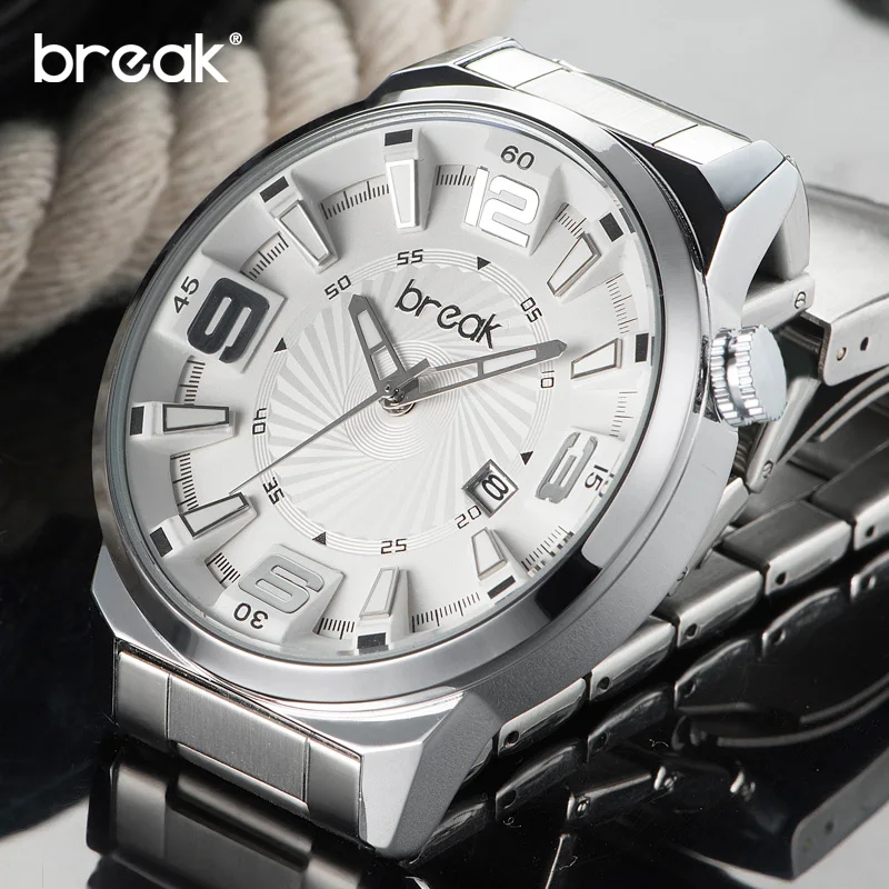 

Break Male Sport Quartz Watch Men Top Brand Luxury Stainless Steel Band Wristwatch Calendar Waterproof Clock Relogio Masculino