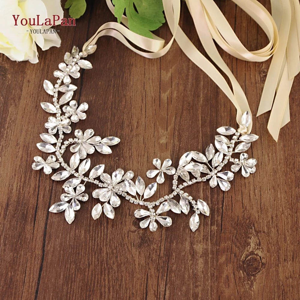 

YouLaPan SH239 handmade rhinestone bridal belt big rhinestone flower bridal belt high quanlity bridal belts champange belt
