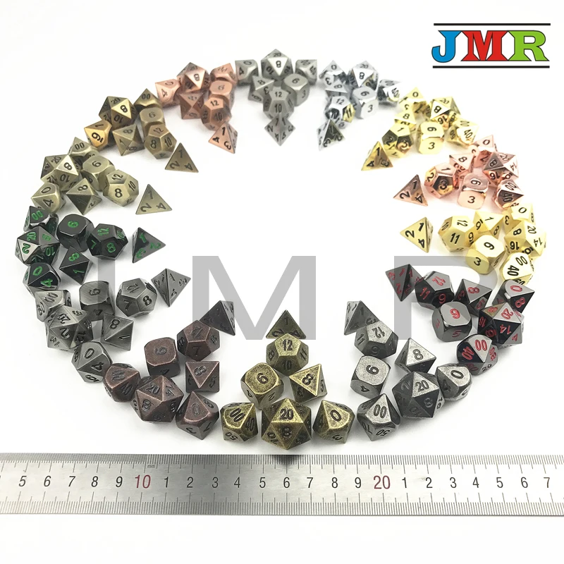 7 unid/set Dados metálicos Juegos De Mesa Dados Rpg, juego De D4-D20 Dados poliédricos para mazmorra De Rpg y dragones, juego De Dados
