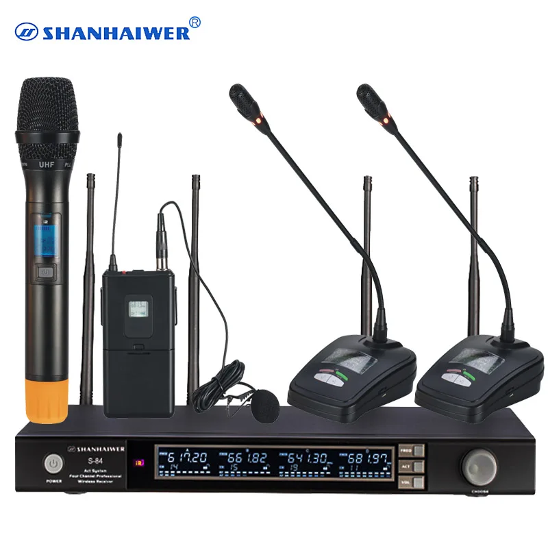 Professional UHF 4 Channels studio digital wireless