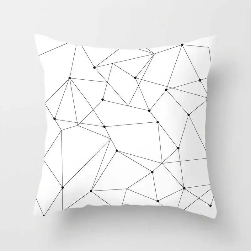 Nordic black and white geometric plaid stripes cushion cover (5)