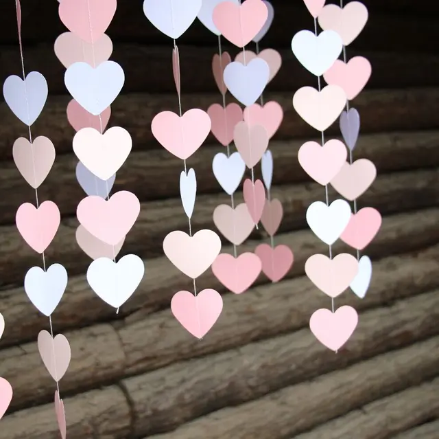 pink white paper heart