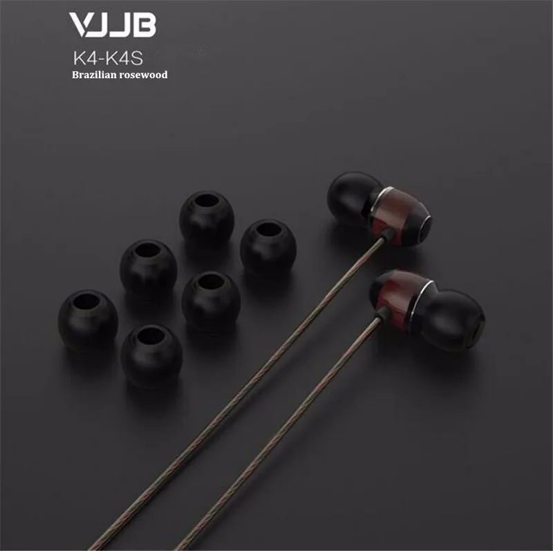 Новые оригинальные VJJB K4/k4s деревянные Супер басы в ухо наушники Ebony Наушники DIY волшебный звук гарнитура для телефона ios android MP3