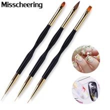 Pinceaux d'ongles en or et noir à double extrémité pour dessin de Nail Art, Gel UV 3d à bricolage-même, stylo à peinture, outils de manucure