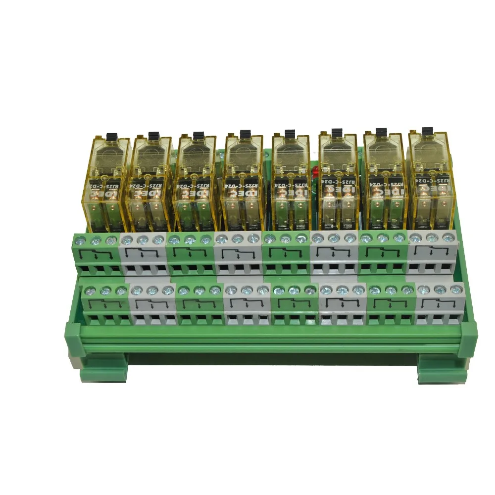 8 Channel DPDT DIN Rail Mount IDEC RJ2S 24V Interface Relay Modulein
