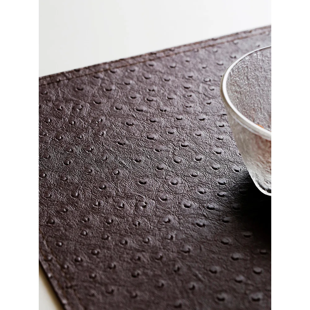 Europe Style Retro Placemat For Dining Tableware Pad Brown Leather