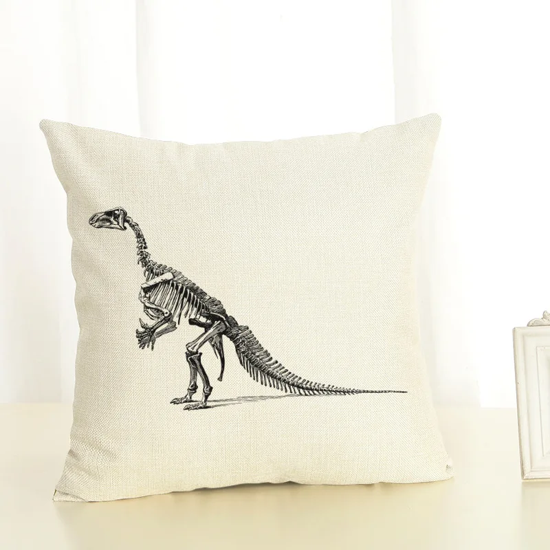 deng dingcouch pillows Cartoon Dinosaur Cotton Linen Dinosaur Printing Pillow Case Home Decorative Pillowcase Cover