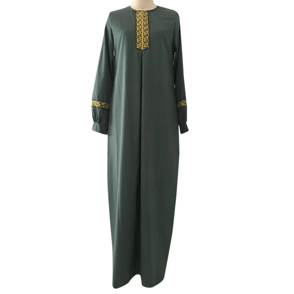 Мусульманские платья и абайя для женщин леди большой размер с принтом мусульманское длинное Повседневное платье с рукавами плюс размер