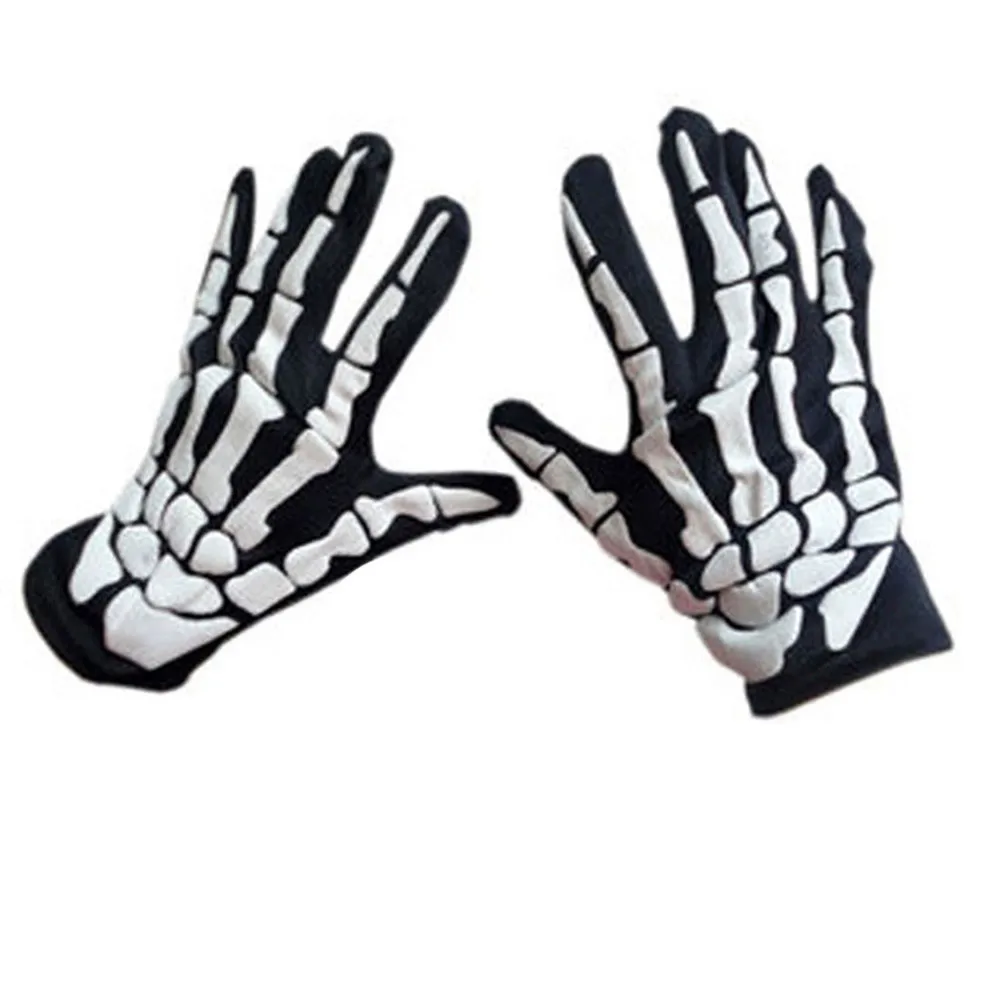 Хэллоуин ужас череп Коготь Кости Скелет готика полный перчатки для женщин мужчин зимние вождения Смешные перчатки Сенсорный экран перчатки с костями