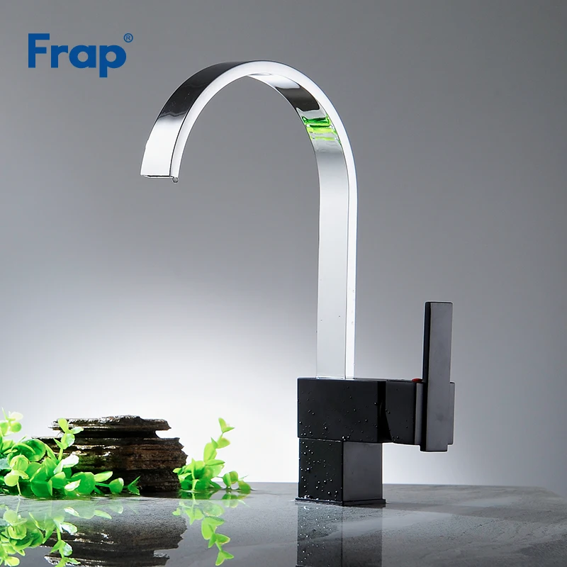 Кухонный Смеситель Frap Y40067 квадратный черный хромированный кран для холодной и