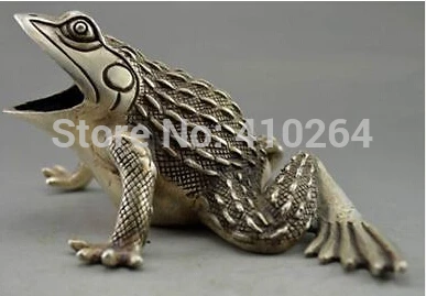

China Handwork Tibet Silver Carved Frog Statue discount 30%