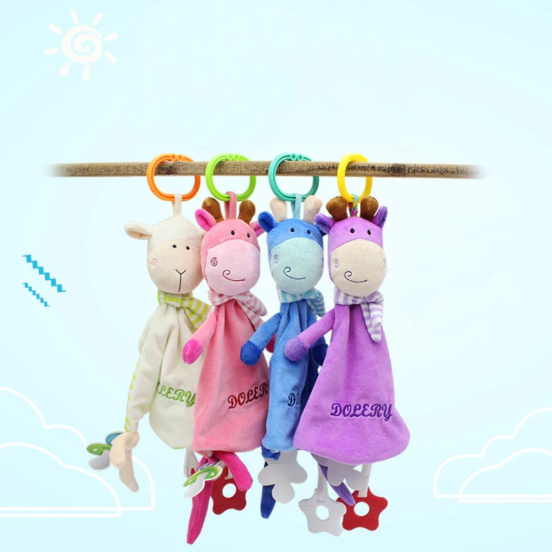 

Newborn Rattle Toy Baby Teether Comfort Towel Toy Infant Bell Soft Plush Toy Can Be Tied Baby Pacifier 0-12 Months Baby Toy