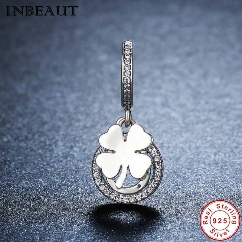 fit Europe Bracelet 925 Sterling Silver Round CZ Clover Charm Lucky 4 Leaf Pendant Beads for Bracelets&ampNecklaces Women DIY | Украшения и
