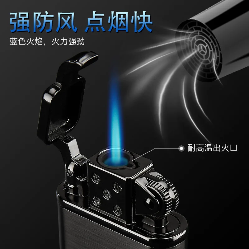 

Inflation Lighter Windbreak Blue Flame Personality Originality Man Metal Straight Welding Torch