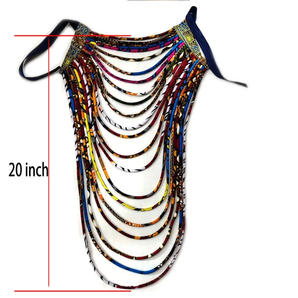 Африканская восковая ткань ожерелье Дашики Анкара ожерелье красочные веревки традиционные женские ювелирные изделия