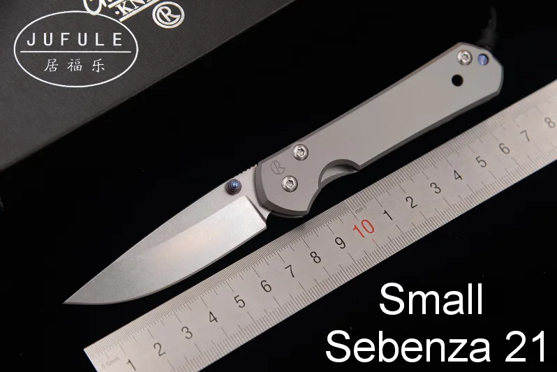 Baratos JUFULE marca pequeña Sebenza 21 D2 hoja de titanio mango plegable bolsillo camping caza al aire libre EDC herramienta cena cocina cuchillo