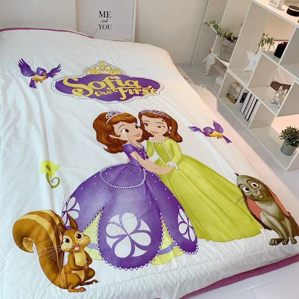 Дисней Принцесса София летнее одеяло постельные принадлежности для маленьких девочек покрывало для кровати стеганое одеяло тонкое одеяло летнее 3d подростковое