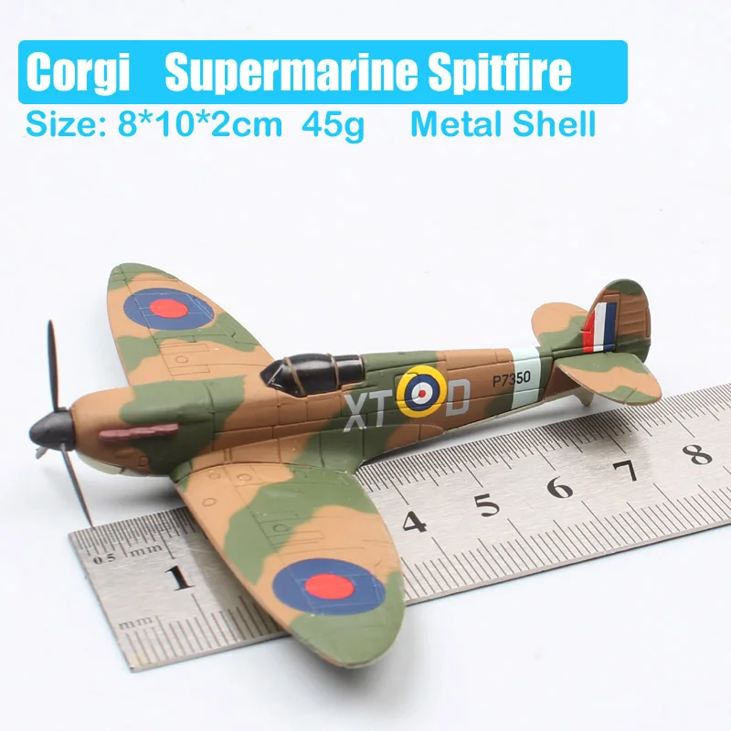 Childs 8 см маленький классический корги Второй мировой войны RAF супермарин Spitfire истребитель литье под давлением автомобиль самолет масштаб самолета металлические модели Миниатюрные - Цвет: superMarine Spitfire