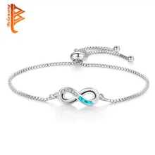 BELAWANG роскошный синий кристалл из опала браслет серебряные регулируемые браслеты с кулоном в форме бесконечности для женщин модные ювелирные изделия Новинка