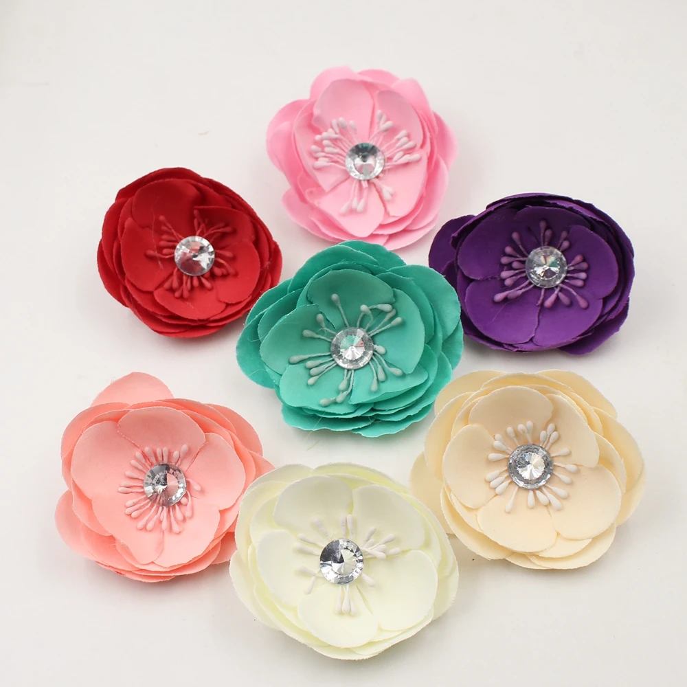 

5pcs Artificial Flower 7cm Silk diamond Bowl flower Head For Wedding Car Decoration DIY Garland Decorative Floristry Fake Flower