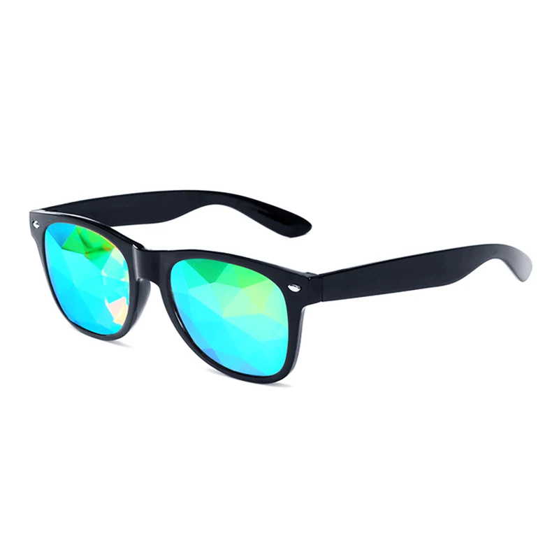 Вечерние очки-калейдоскопы для женщин и мужчин рейверская Праздничная EDM футуристические солнцезащитные очки Diffracted объектив ретрокалейдоскоп очки топ - Цвет линз: Black