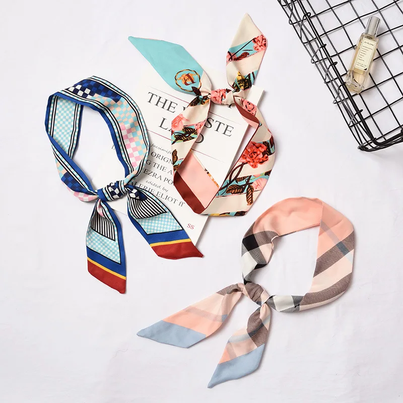 explosion models scarf narrow scarf diagonal strip small scarf twill tied bag streamer wild scarf thin narrow hair band female
