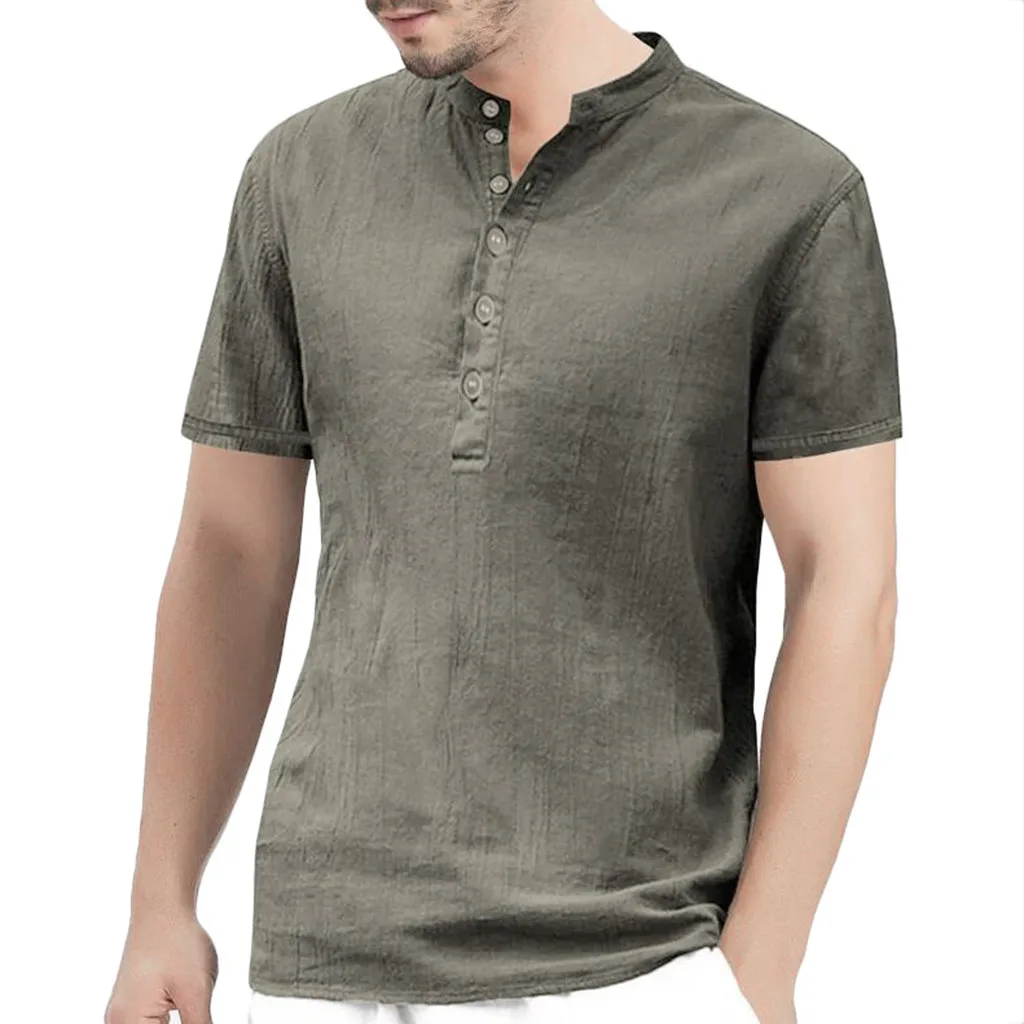 

Men's Shirt Summer Cotton Linen Breathable Casual Short Sleeve Male Blouse Tops Fashion Men's Clothing camisa masculina