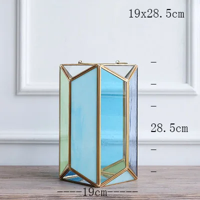 Современный геометрический металлический подсвечник цветной стеклянный цветочный комнатный держатель для лампы настенный подсвечник рождественские украшения для дома - Цвет: 190x285mm