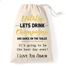 Пользовательские время пить шампанское свадьба выживания похмелье комплект ювелирных изделий пользу муслин Сумки девичник свадебные подарки душ