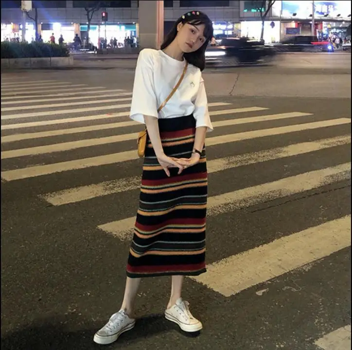 Женские юбки дизайн Полосатая юбка модные летние женские юбки Одежда