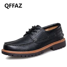 QFFAZ New 2018 Punk Style Urban Men Leather Shoes Retro Lace Up Hand-Sewing Men Boat Shoes Casual Oxford Shoes